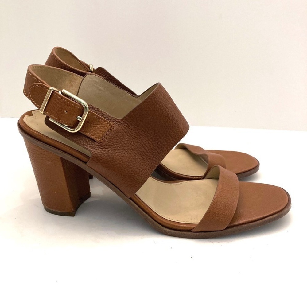 Via Spiga Brown Leather Open Toe Slingback Sandals Heels Womens 9.5M EU‎ 41 $225